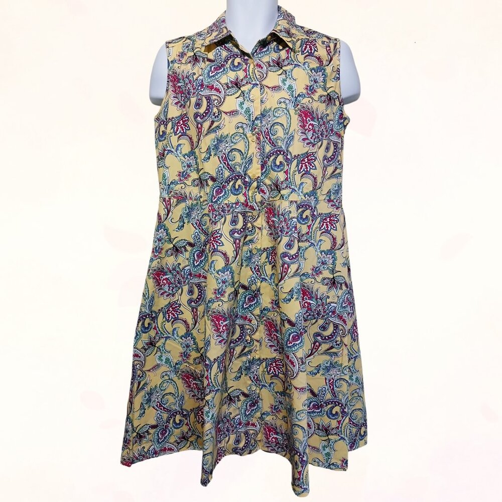 Blair Floral Paisley Print Sleeveless Button Down Fit & Flare Midi Dress Size 12